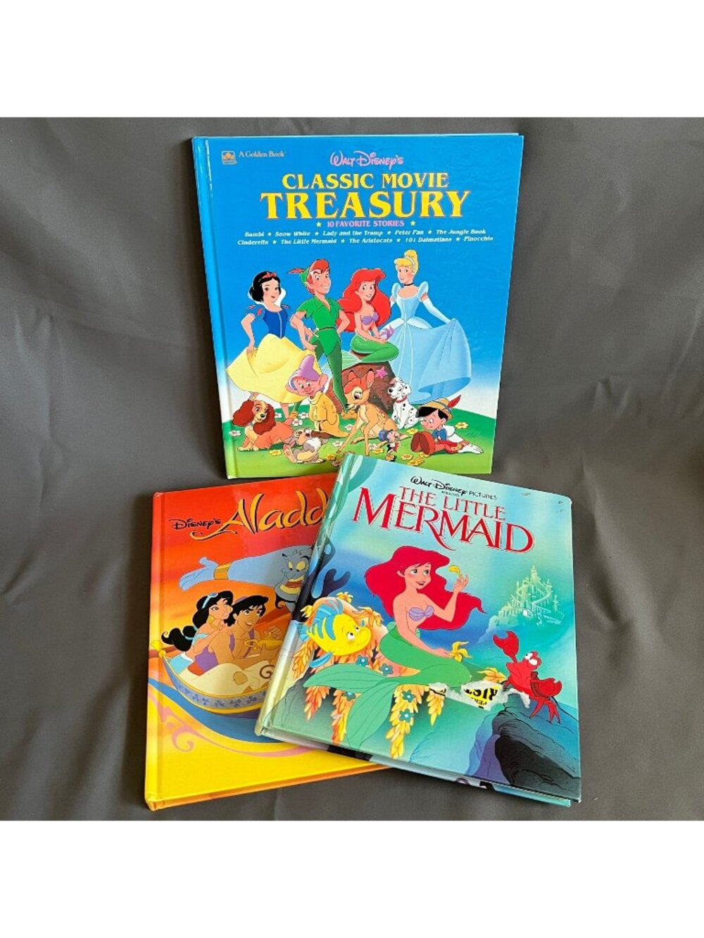 Disney Hardcover Book Set: Classic Movie Treasury Aladdin & The Little Mermaid